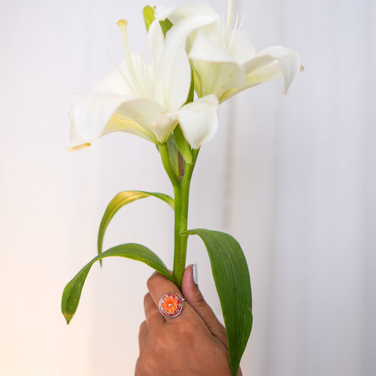 Yellow Star Flower Silver Ring
