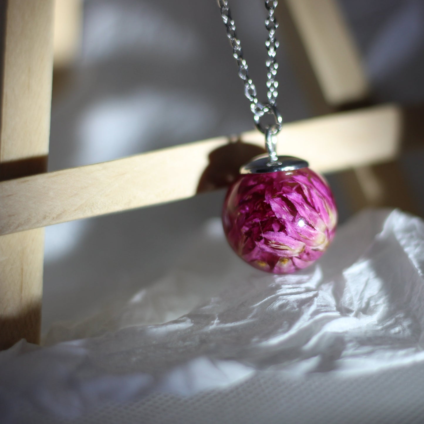 Gomphrena Rose Sphere Necklace