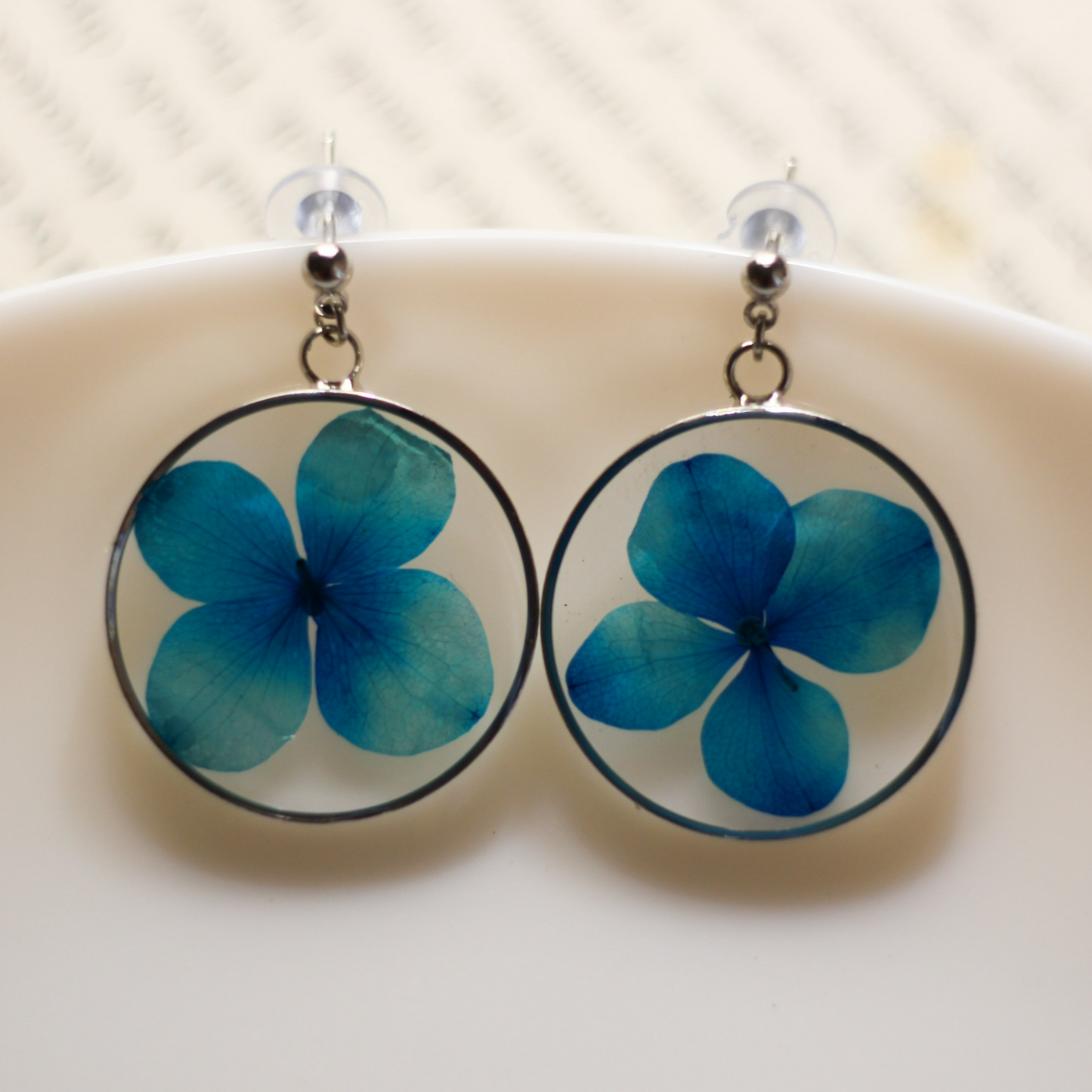 Dark Blue Hydrangea Earrings