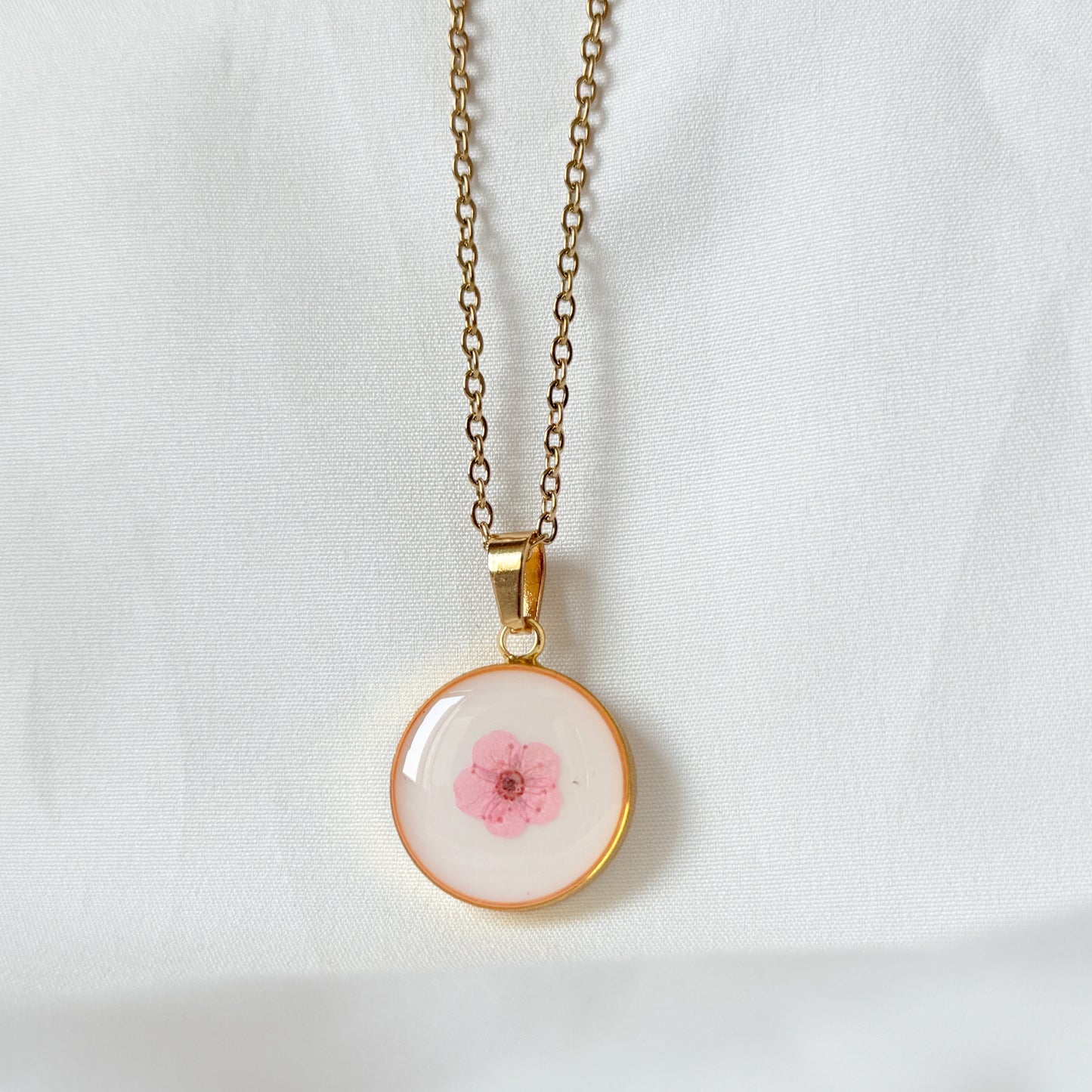 Mini White Plum Blossom Gold Necklace