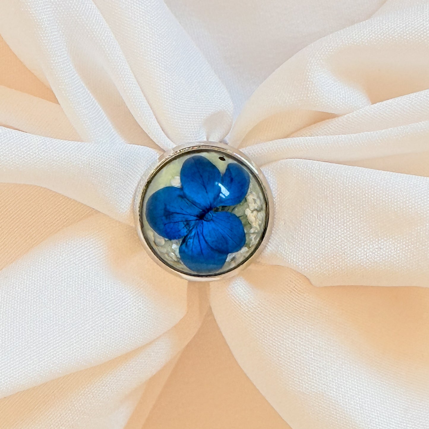 Blue Hydrangea Silver Ring