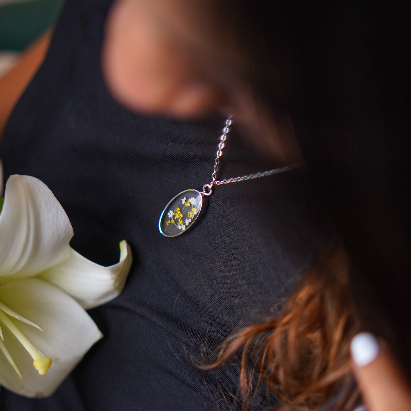 Oval Yellow Silver Necklace