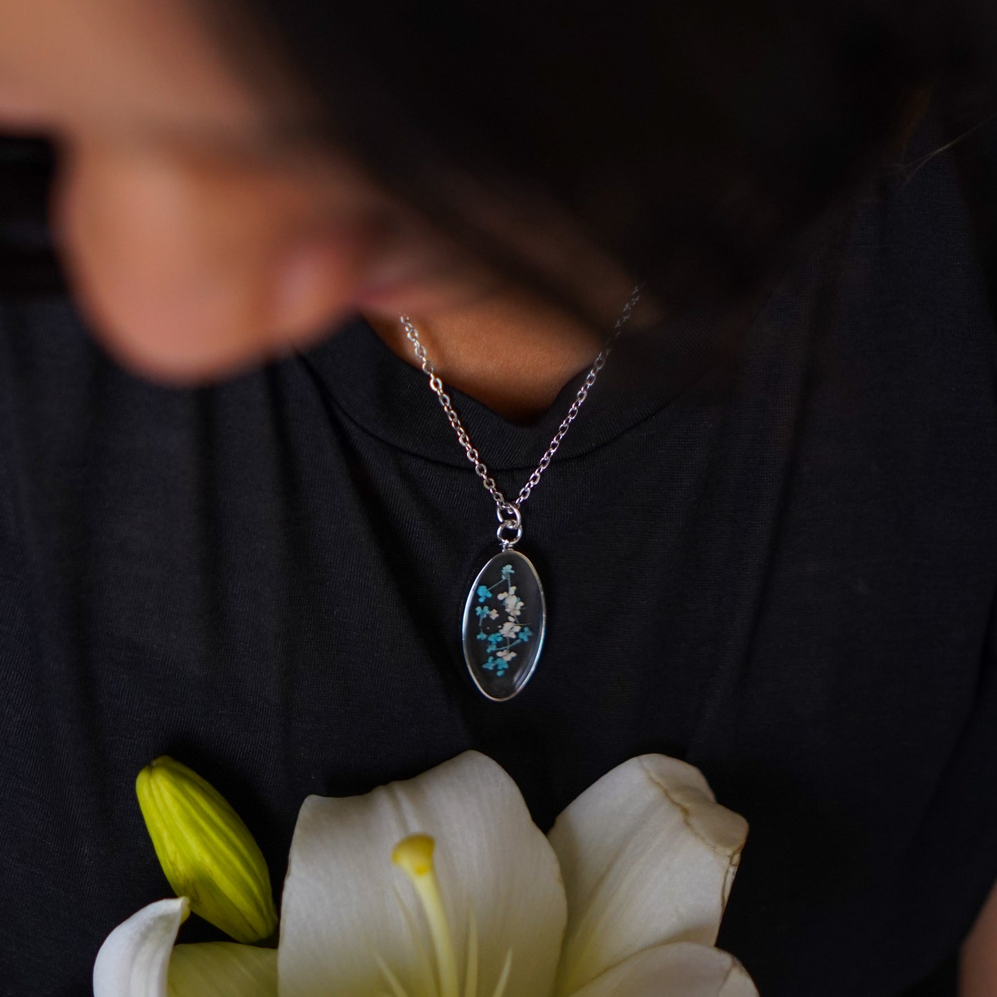 Oval Blue Silver Necklace