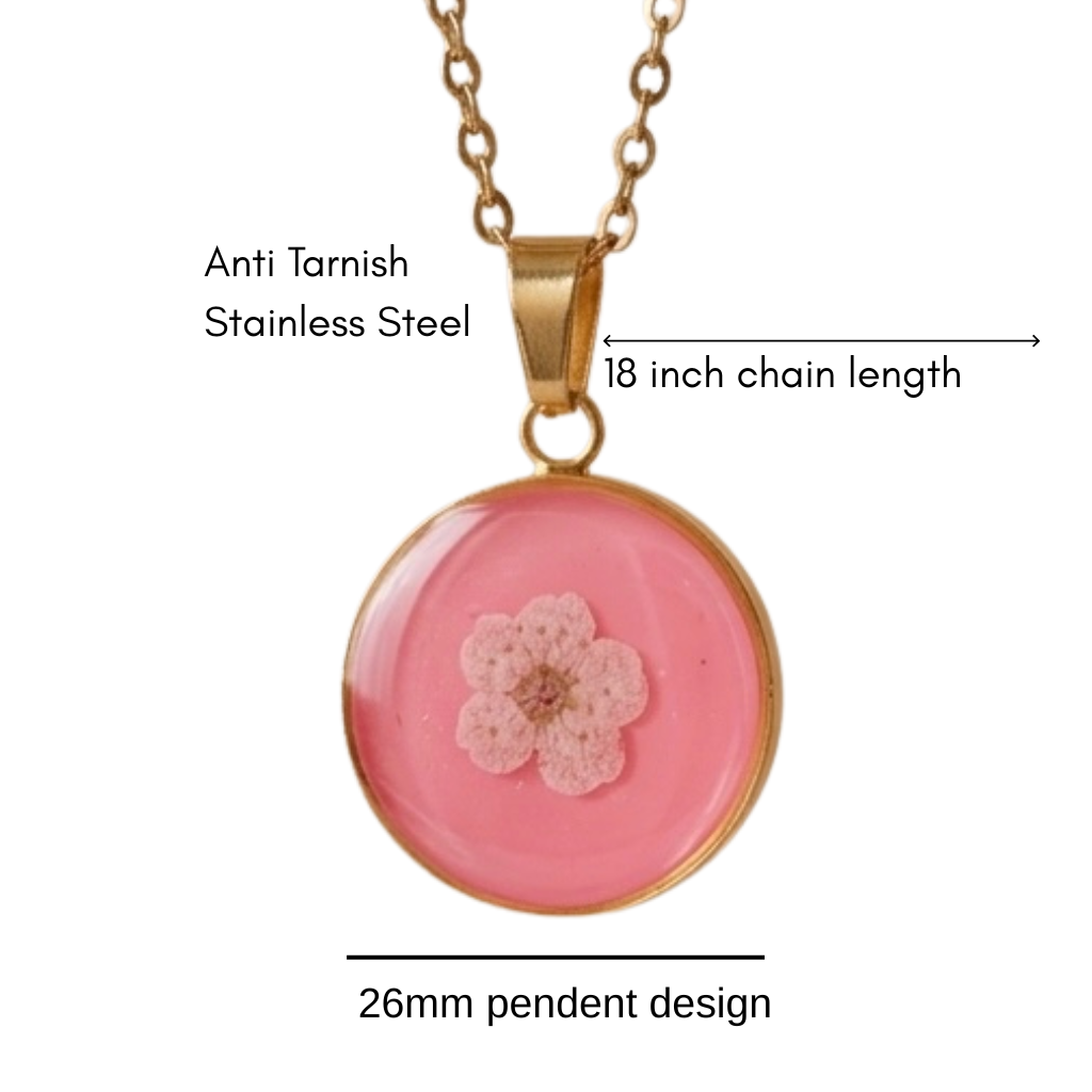Mini Pink Plum Blossom Gold Necklace