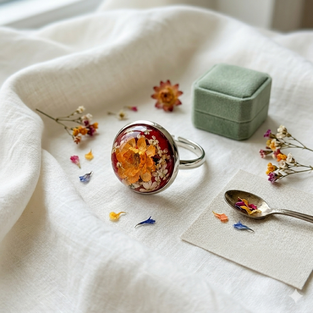 Yellow Star Flower Silver Ring