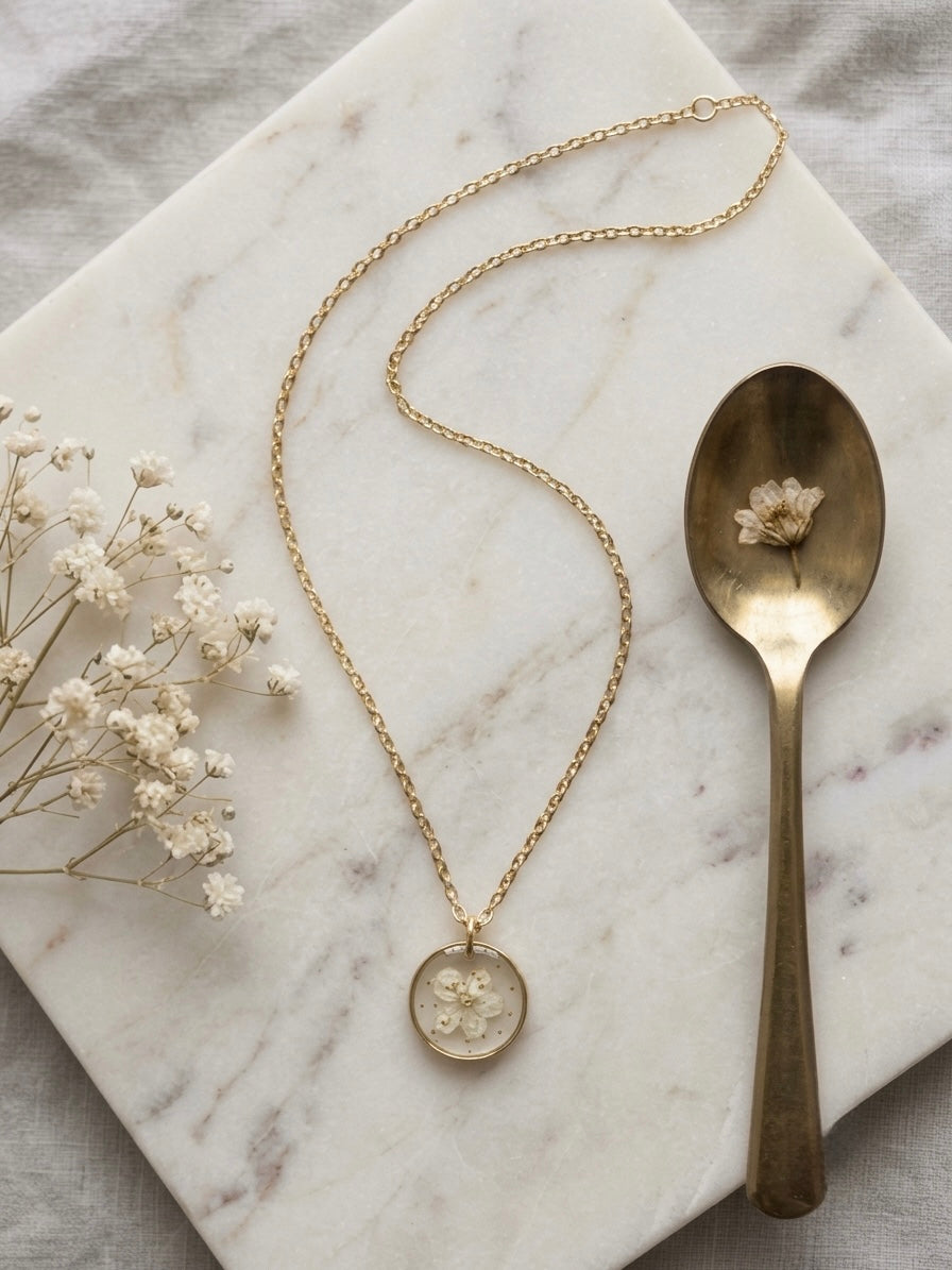 Winter’s Promise Blossom Pendant (White)