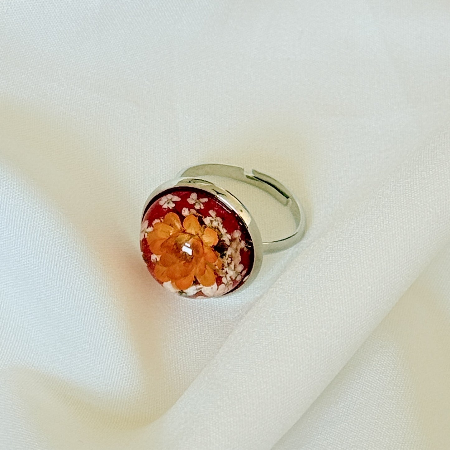 Yellow Star Flower Silver Ring