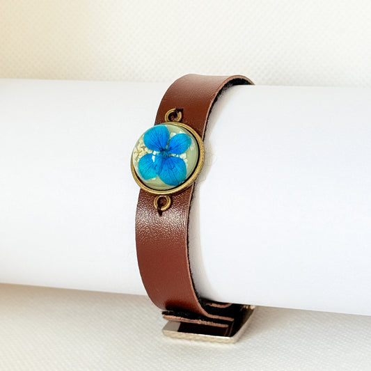 Vegan Leather Belt Blue Hydrangea