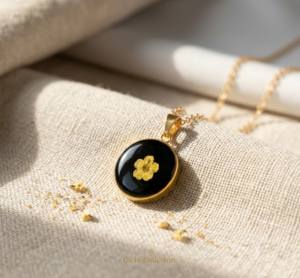 Mini Black Plum Blossom Gold Necklace