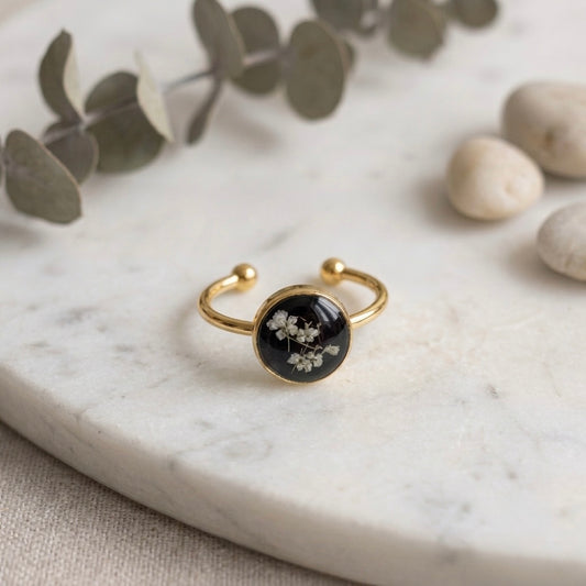 Black Onyx Flora Ring