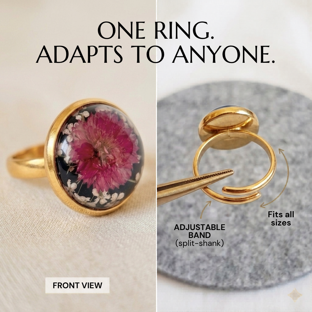 Black Star Flower - Annes Lace Gold Ring