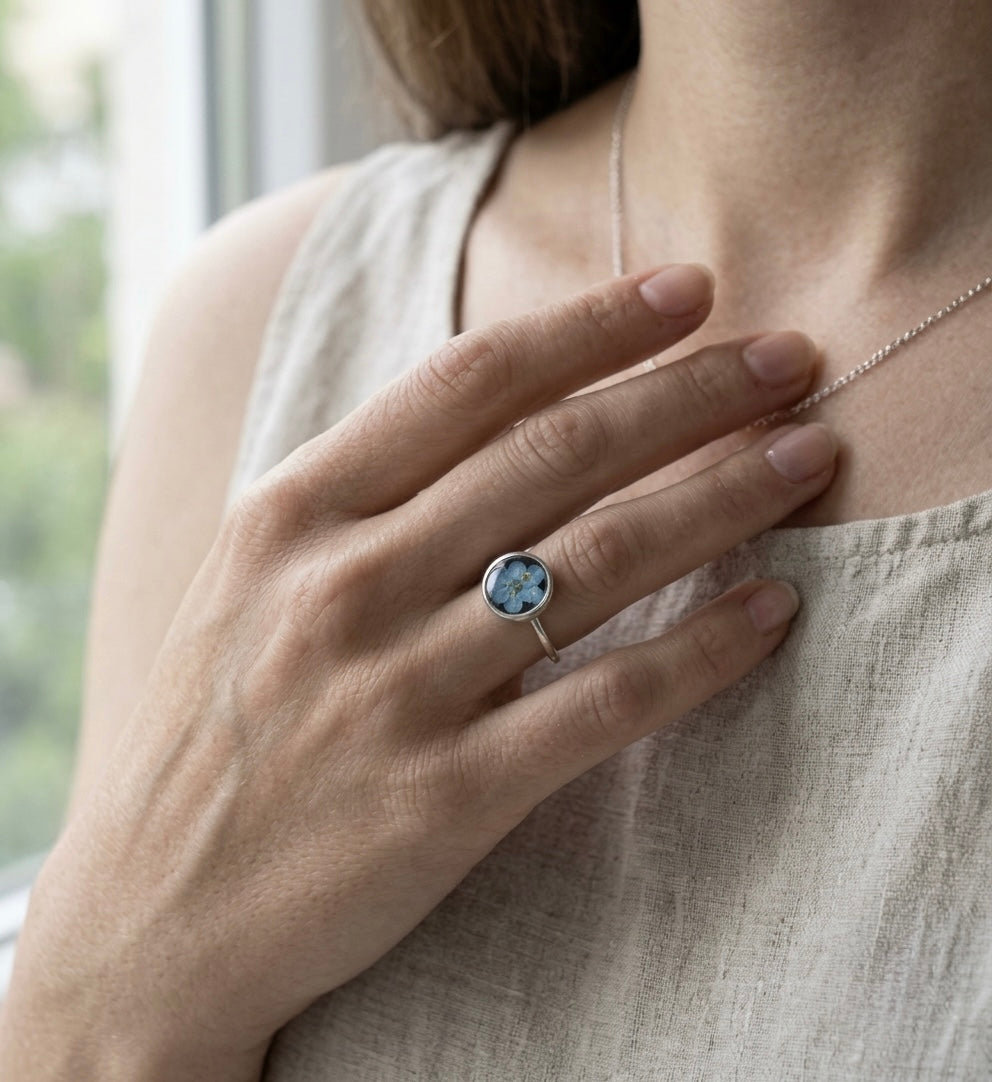 Serene Blue Silver Ring